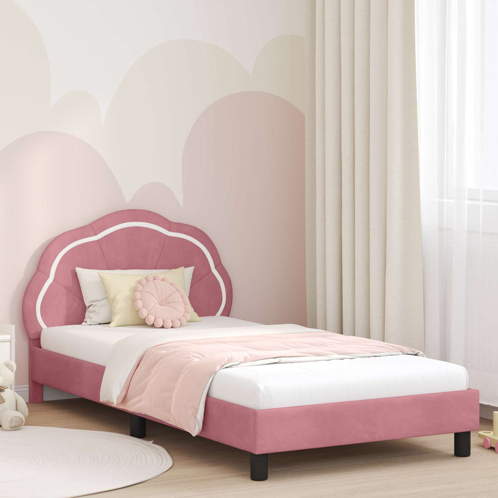 vidaXL Cadre de lit pour enfants avec tête de lit rose 80 x 200 cm Velours