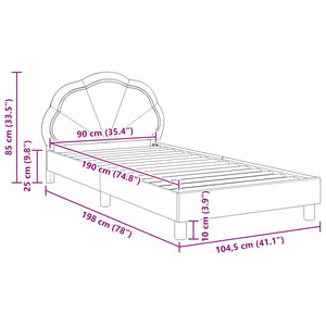 Schwarzes Kinderbettgestell Samt 90x190 cm