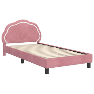 Kinderbettgestell Rosa Samt 90x190 cm