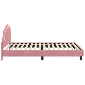 Kinderbettgestell Rosa Samt 90x190 cm