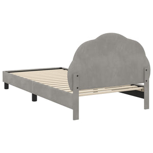 Kinderbettgestell mit Kopfteil Hellgrau Samt 90x200 cm