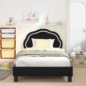 Kinderbettgestell mit Kopfteil Schwarz 90x200 cm Samt