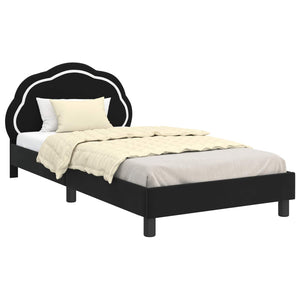 Kinderbettgestell mit Kopfteil Schwarz 90x200 cm Samt