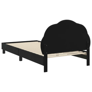 Kinderbettgestell mit Kopfteil Schwarz 90x200 cm Samt
