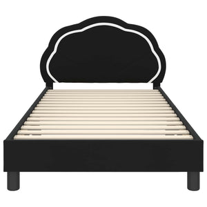Kinderbettgestell mit Kopfteil Schwarz 90x200 cm Samt