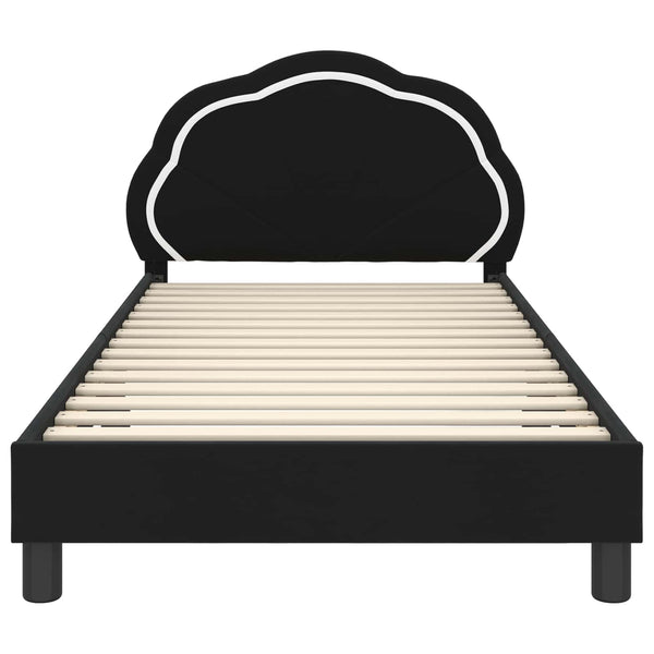 Kinderbettgestell mit Kopfteil Schwarz 90x200 cm Samt