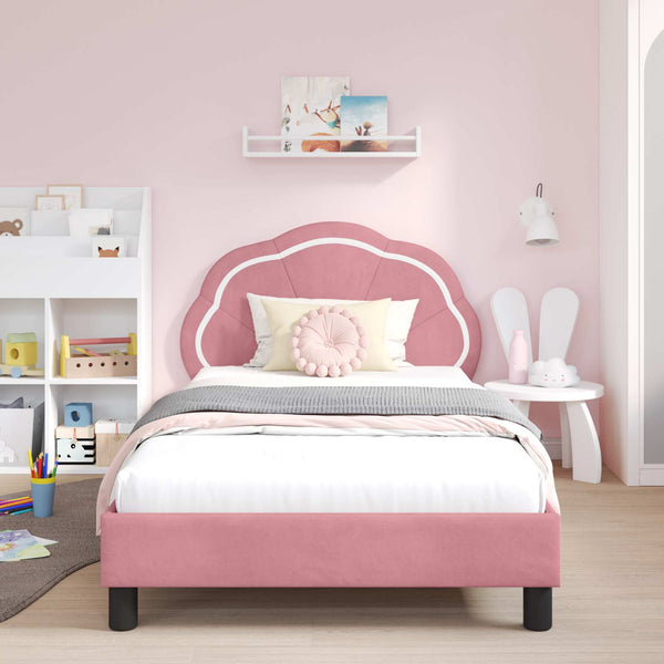 Kinderbettgestell Rosa Samt 90x200 cm