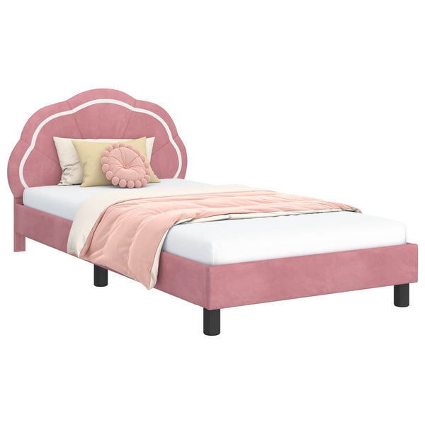 Kinderbettgestell Rosa Samt 90x200 cm