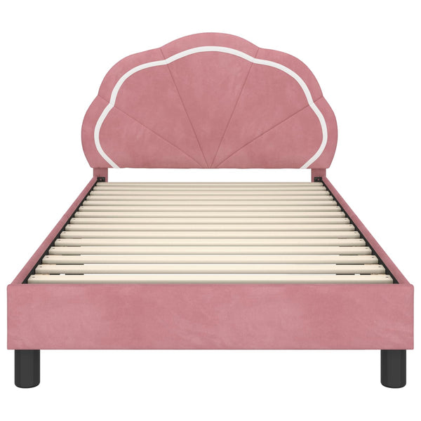 Kinderbettgestell Rosa Samt 90x200 cm
