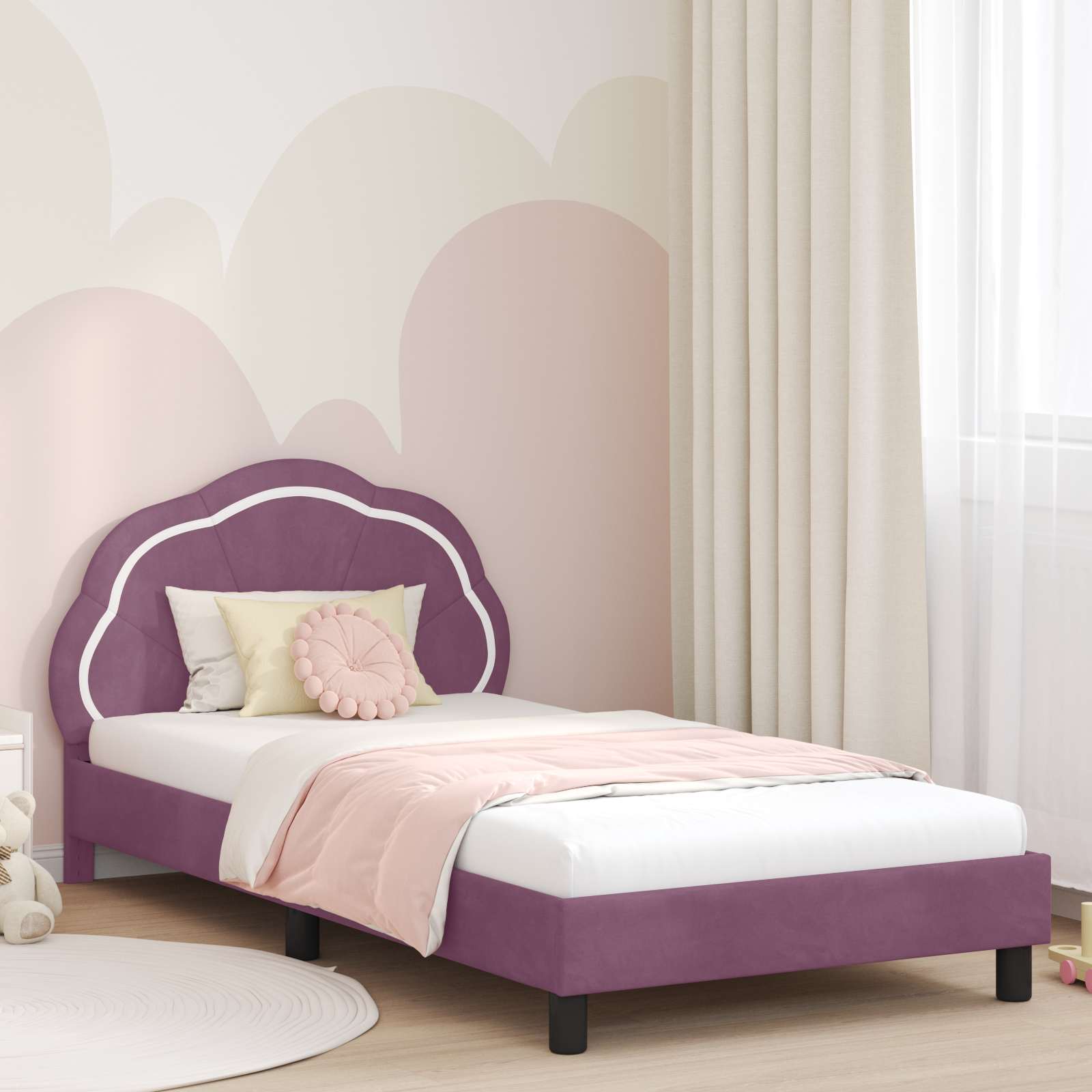 Kinderbettgestell Lila Samt 90x200 cm