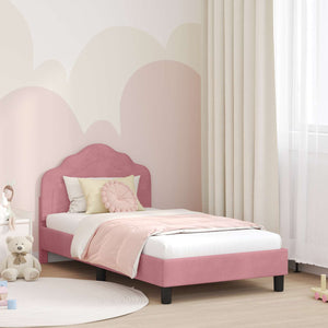 Rosa Kinderbett 80x160 cm Samt