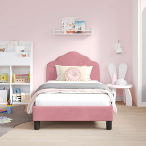 Rosa Kinderbett 80x160 cm Samt