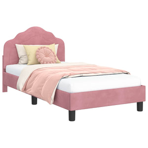 Rosa Kinderbett 80x160 cm Samt