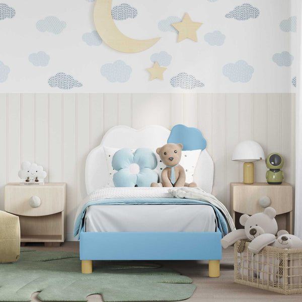 Blaues Kinderbett 80x160 cm mit Kopfteil