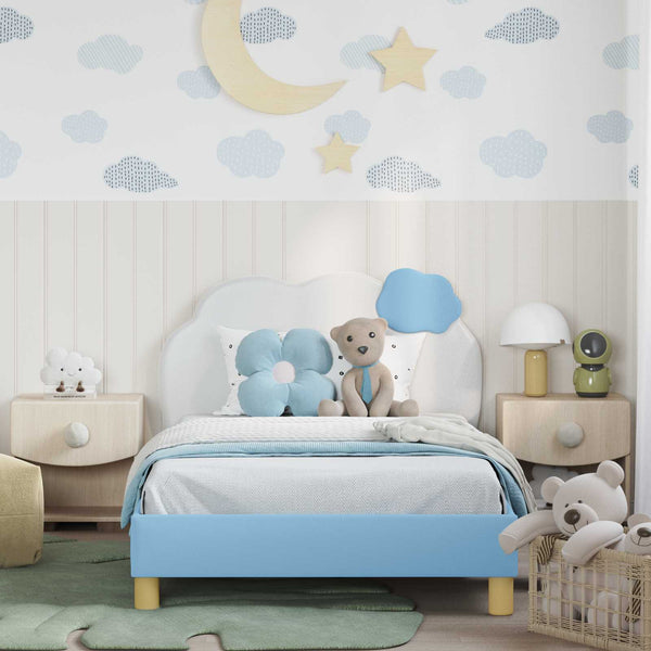 Kinderbettgestell Blau 90x190 cm mit Kopfteil