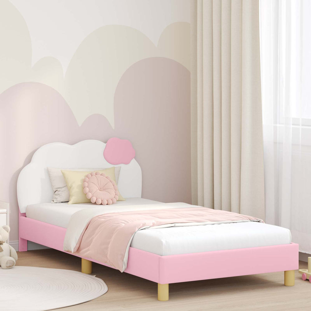 Rosa Kinderbett 90x200 cm mit Kopfteil