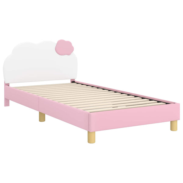 Rosa Kinderbett 90x200 cm mit Kopfteil