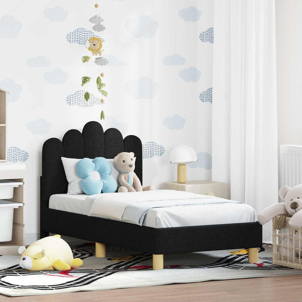 Kinderbettgestell mit Kopfteil Schwarz 70x140 cm