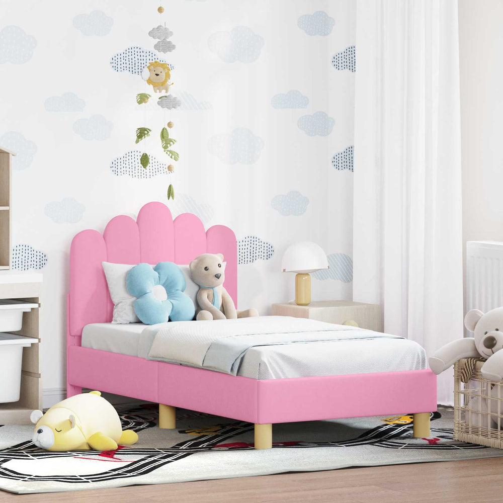 Rosa Kinderbett 70x140 cm mit Kopfteil