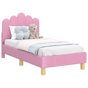 Rosa Kinderbett 70x140 cm mit Kopfteil