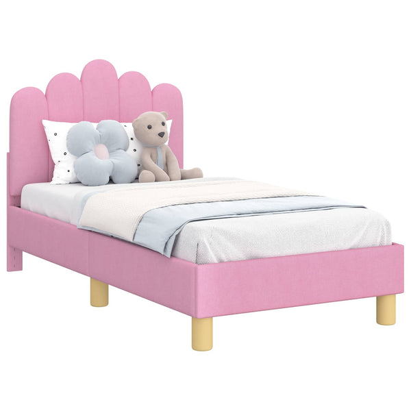 Rosa Kinderbett 70x140 cm mit Kopfteil