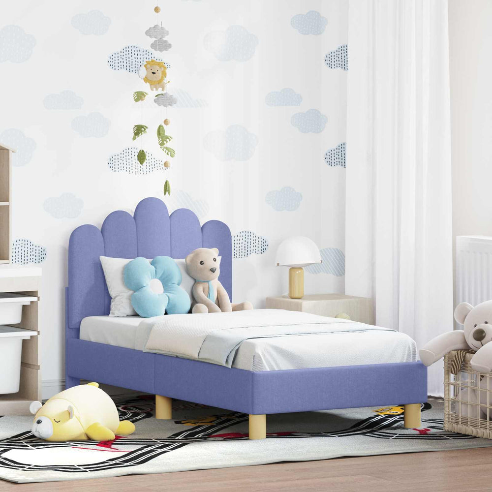 vidaXL Cadre de lit enfant avec tête de lit Bleu jean 70 x 140 cm Tissu