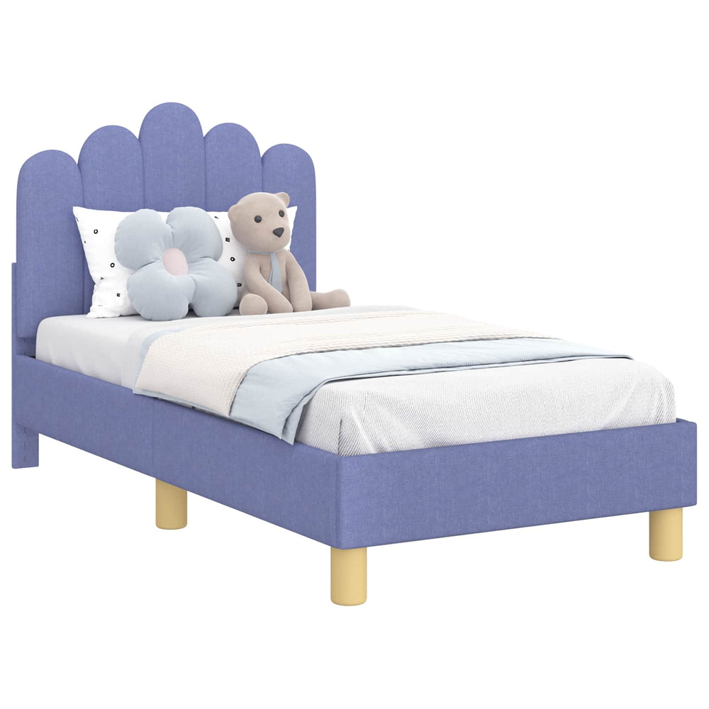 vidaXL Cadre de lit enfant avec tête de lit Bleu jean 70 x 140 cm Tissu