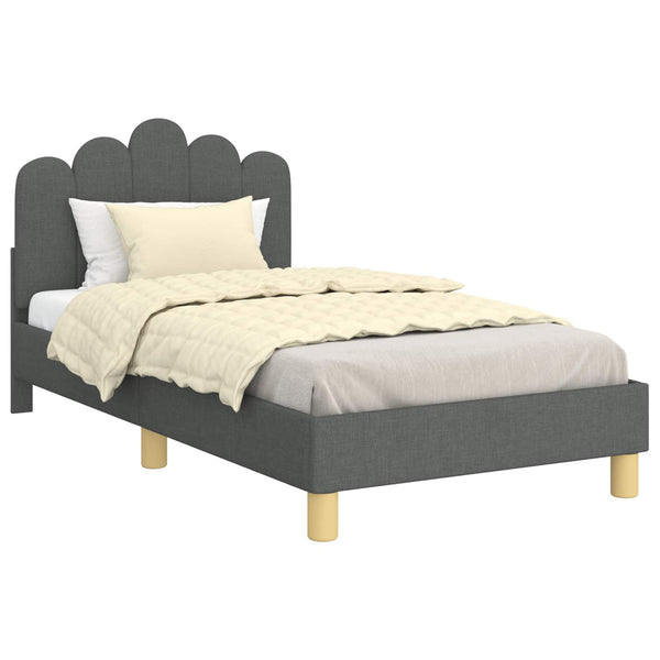 Kinderbettgestell Stoff Dunkelgrau 80x160 cm