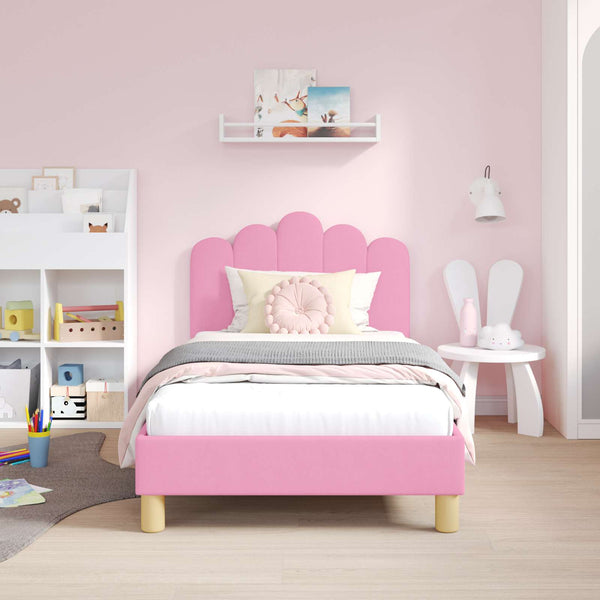 Kinderbettgestell mit Kopfteil Rosa 80x160cm