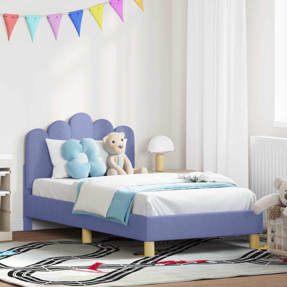 vidaXL Cadre de lit enfant avec tête de lit bleu jean 80 x 160 cm tissu