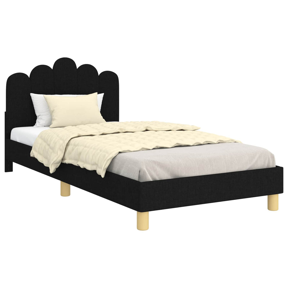 Schwarzes Kinderbett mit Kopfteil 80x200 cm
