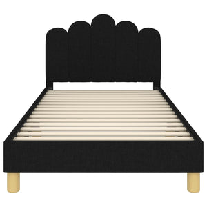 Schwarzes Kinderbett mit Kopfteil 80x200 cm