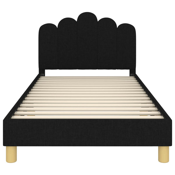 Schwarzes Kinderbett mit Kopfteil 80x200 cm