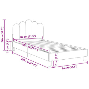 Schwarzes Kinderbett mit Kopfteil 80x200 cm
