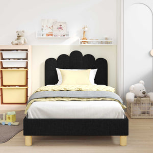 Kinderbettgestell mit Kopfteil 90x190 cm Schwarz