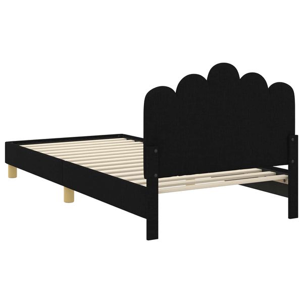 Schwarzes Kinderbett mit Kopfteil 90x200 cm