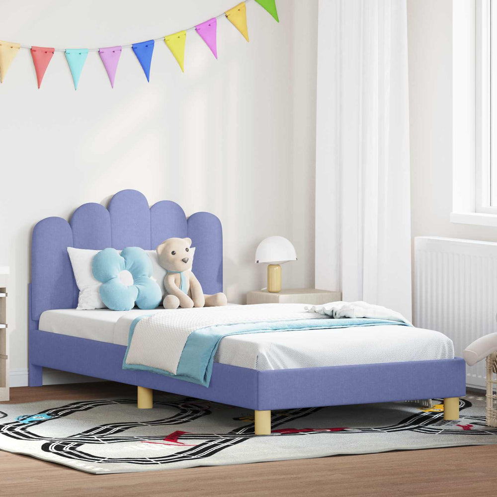 Kinderbett 90x200 cm mit Kopfteil Jeans blau