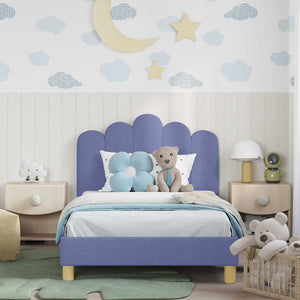 Kinderbett 90x200 cm mit Kopfteil Jeans blau