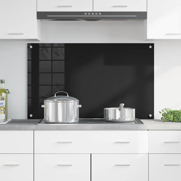 Schwarze Küchenrückwand aus Glas 100x60cm
