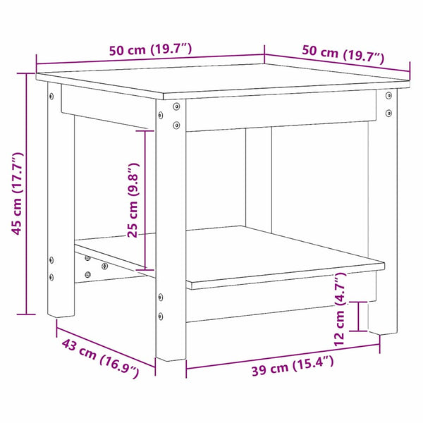 Couchtisch Kiefer Massivholz Wachsbraun 50x50cm