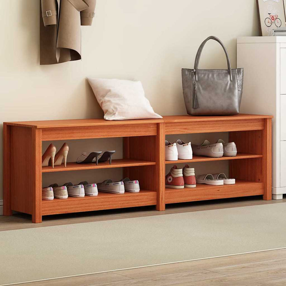 Schuhbank mit Regal, Wachsbraun, 160cm
