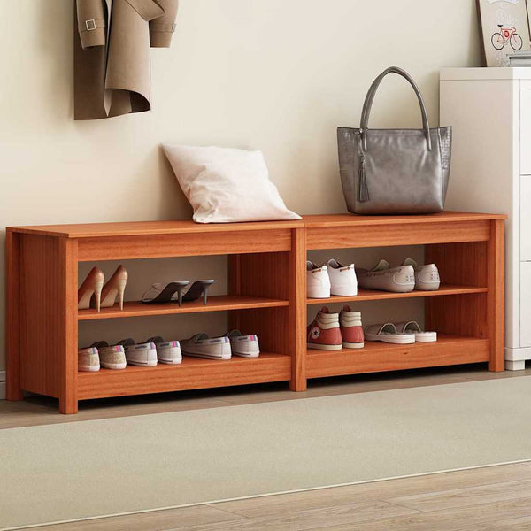 Schuhbank mit Regal, Wachsbraun, 160cm