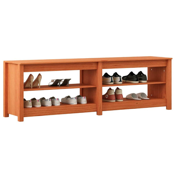 Schuhbank mit Regal, Wachsbraun, 160cm
