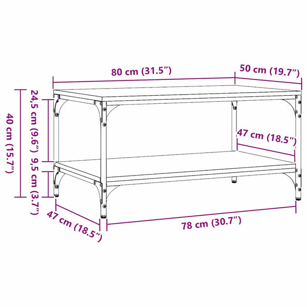 Schwarzer Couchtisch Eichenoptik
