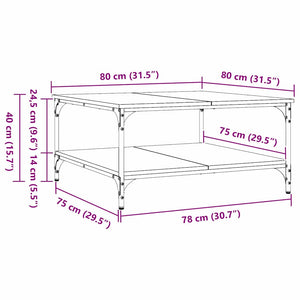 Quadratischer Couchtisch Altholz 80x80 cm
