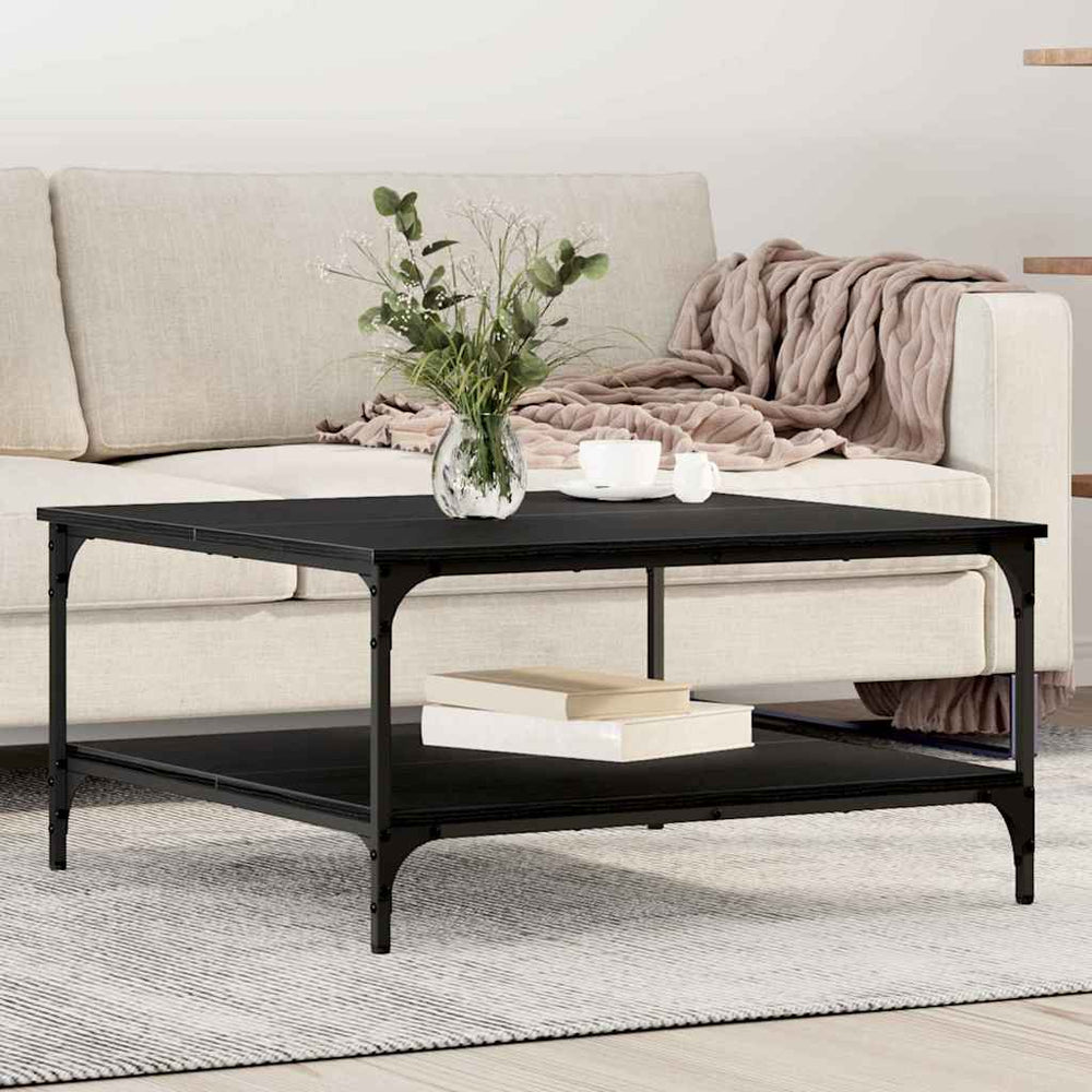 Schwarzer Couchtisch Eichen-Optik 80x80