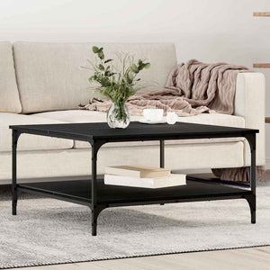Schwarzer Couchtisch Eichen-Optik 80x80