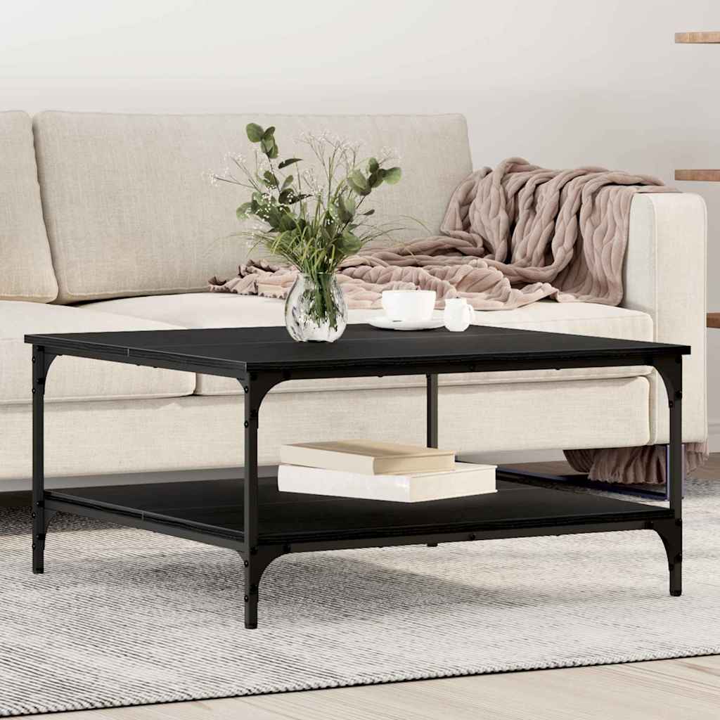 Schwarzer Couchtisch Eichen-Optik 80x80
