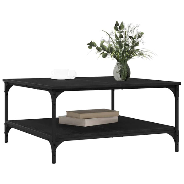 Schwarzer Couchtisch Eichen-Optik 80x80