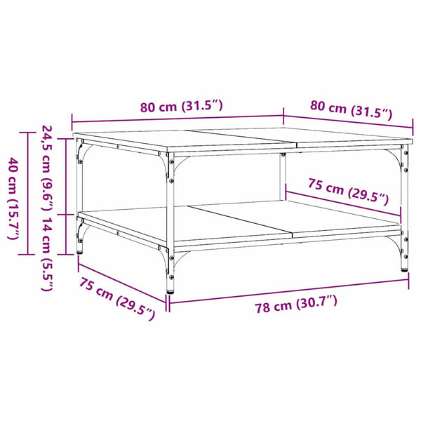 Schwarzer Couchtisch Eichen-Optik 80x80